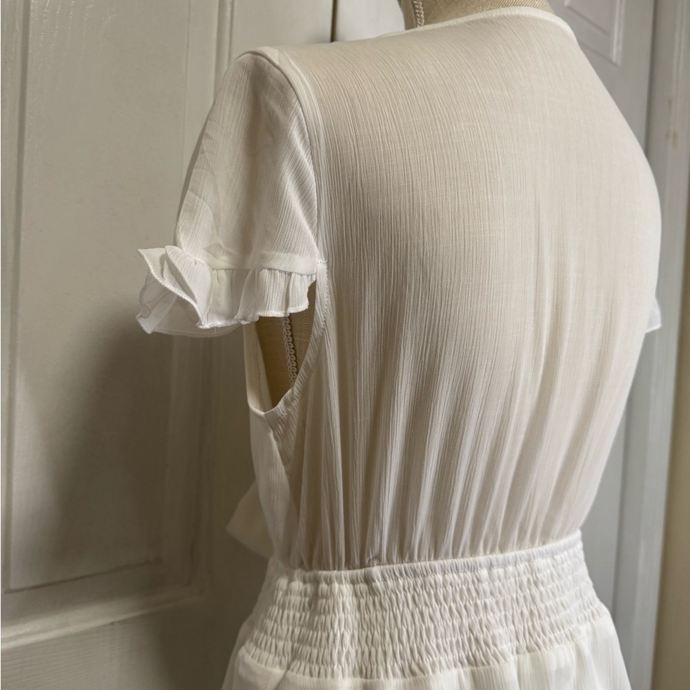 Tie-Front Mini Dress with Smocked Waist L - Picture 10 of 10